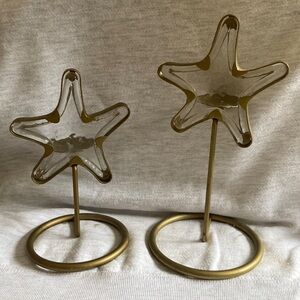 Gold Star Shaperd Art Candlesticks Tealight Candle Holder, Set Of Two. 7” and 9”